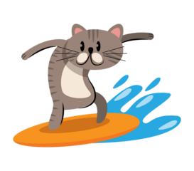 cat playing surf