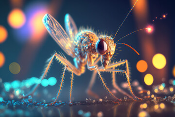An extremely sharp and detailed portrait of mosquito macro. Generative AI. Detailed mosquito. Mosquito macro.