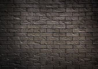 The wall is made of decorative, old, black crushed brick. Background. Space for text. Copy space