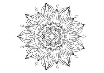 Flower mandala picture, white background. ethnic decorative elements	