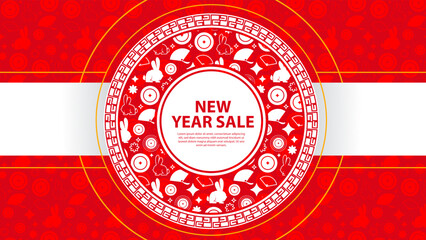 banner template for Chinese year sale with Asian pattern