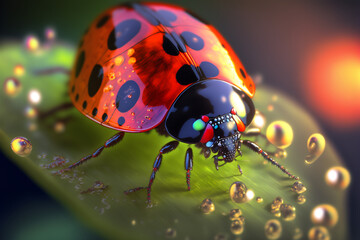 An extremely sharp and detailed portrait of ladybug macro. Generative AI. Detailed ladybug. Ladybug macro.
