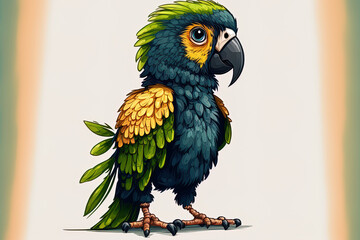 cartoon parrot is standing. Generative AI