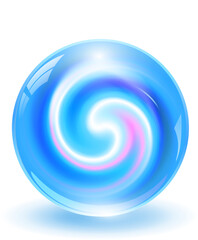 3D crystal, glass sphere with abstract spiral shape inside