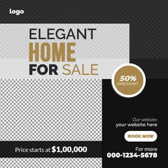 Real estate social media post bundle design, modern Real Estate social media post Template, Real estate social media post web banner template design,Real Estate Social Media Feed Template