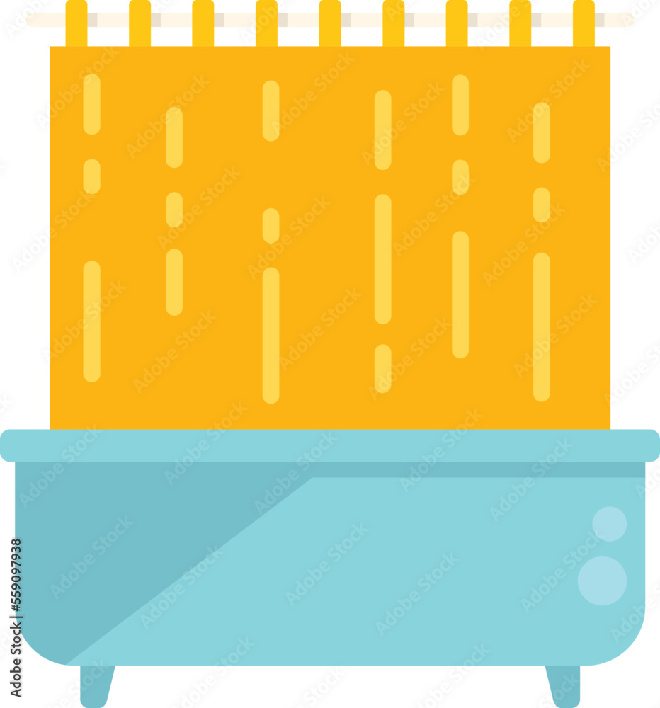 Poster water shower curtain icon flat vector. bathroom clean. open hotel isolated