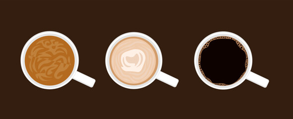 flat coffee cup group background 