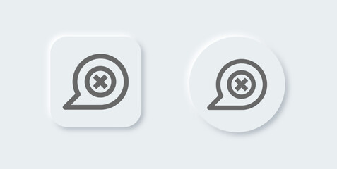 Failed chat line icon in neomorphic design style. Message signs vector illustration.
