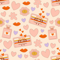 Retro Valentine's day seamless pattern. - 559100744