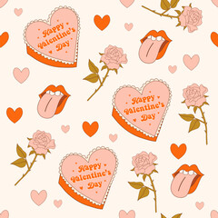 Retro Valentine's day seamless pattern. - 559100770