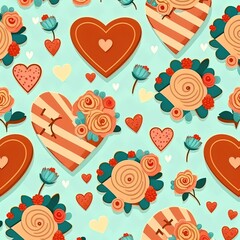 Fototapeta premium Valentine's day patterns graphic.Generative AI