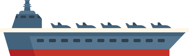Warship icon flat vector. Navy ship. Top airplane isolated