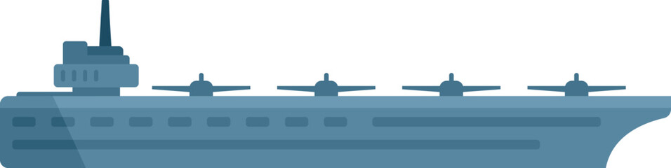 War aircraft carrier icon flat vector. Navy ship. Naval view isolated