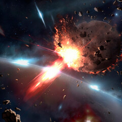 Obraz na płótnie Canvas Meteor strike. Explosion in space. High quality illustration