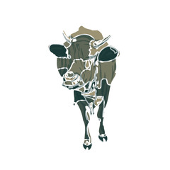abstract shape design of a cow with a transparent background