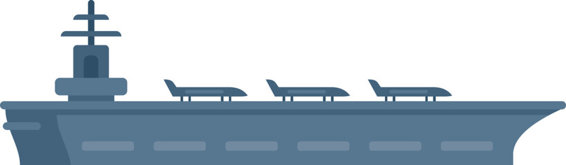 Combat aircraft carrier icon flat vector. Naval view. Boat sea isolated