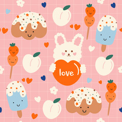 Kawaii Valentine's day seamless pattern. - 559103131