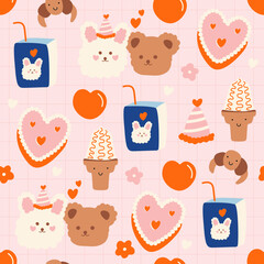 Kawaii Valentine's day seamless pattern. - 559103140
