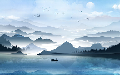 湖, 山, 水, 風景, 空, 自然, 雲, 海, アラスカ