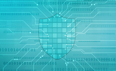 Protect and Security concept. Digital Shield on abstract technology background, Cyber security and information or network protection. Future technology web services for business and internet project