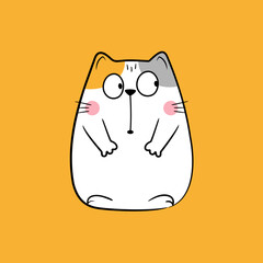 Cat doodle cute. Funny cartoon character. Vector stock illustration.