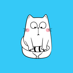 Cat doodle cute. Funny cartoon character. Vector stock illustration.