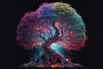 Magical fantasy tree with colorful leaves, Generative AI © Dianne