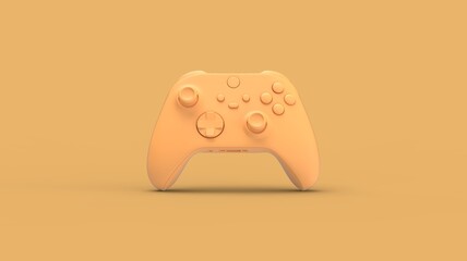 Simple video game wireless gamepad joystick 3d illustration in yellow colour isolated render front camera image © Hryhorii