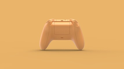 Simple video game wireless gamepad joystick 3d illustration in yellow colour isolated render back camera image © Hryhorii
