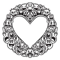 Cute monster Valentine doodle frame 