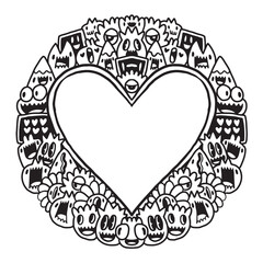 Cute monster Valentine doodle frame 