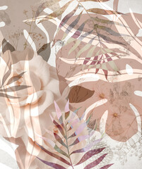 background with plants and flowers wallpaper for the interior beige