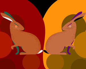 Card with twice rabbit