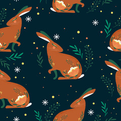 Pattern with celebration rabbits