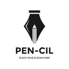 Pen and pencil vector logo template. This design use pen and pencil symbol. Suitable for study, writer, education.