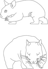 vector sketch of a simple hamster drawing for coloring children