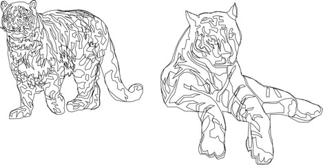 vector sketch of a tiger abstract silhouette illustration for kids coloring