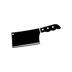 kitchen knife for cutting meat on white isolated background, icon vector