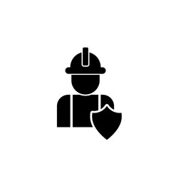 Builder icon illustration with shield.