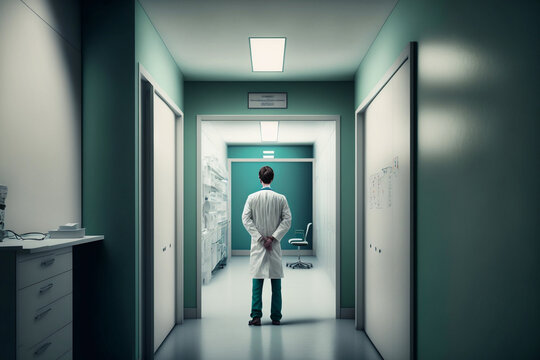 Arzt von hinten im Krankenhaus, ki generiert