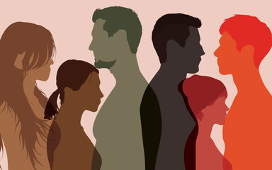 An image of a group of men and women of diverse cultures standing together. Anti-racism and equality of racial groups. People who are multiracial and multiethnic.