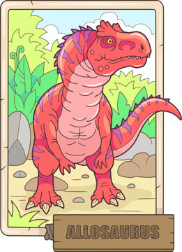 prehistoric dinosaur allosaurus, funny illustration