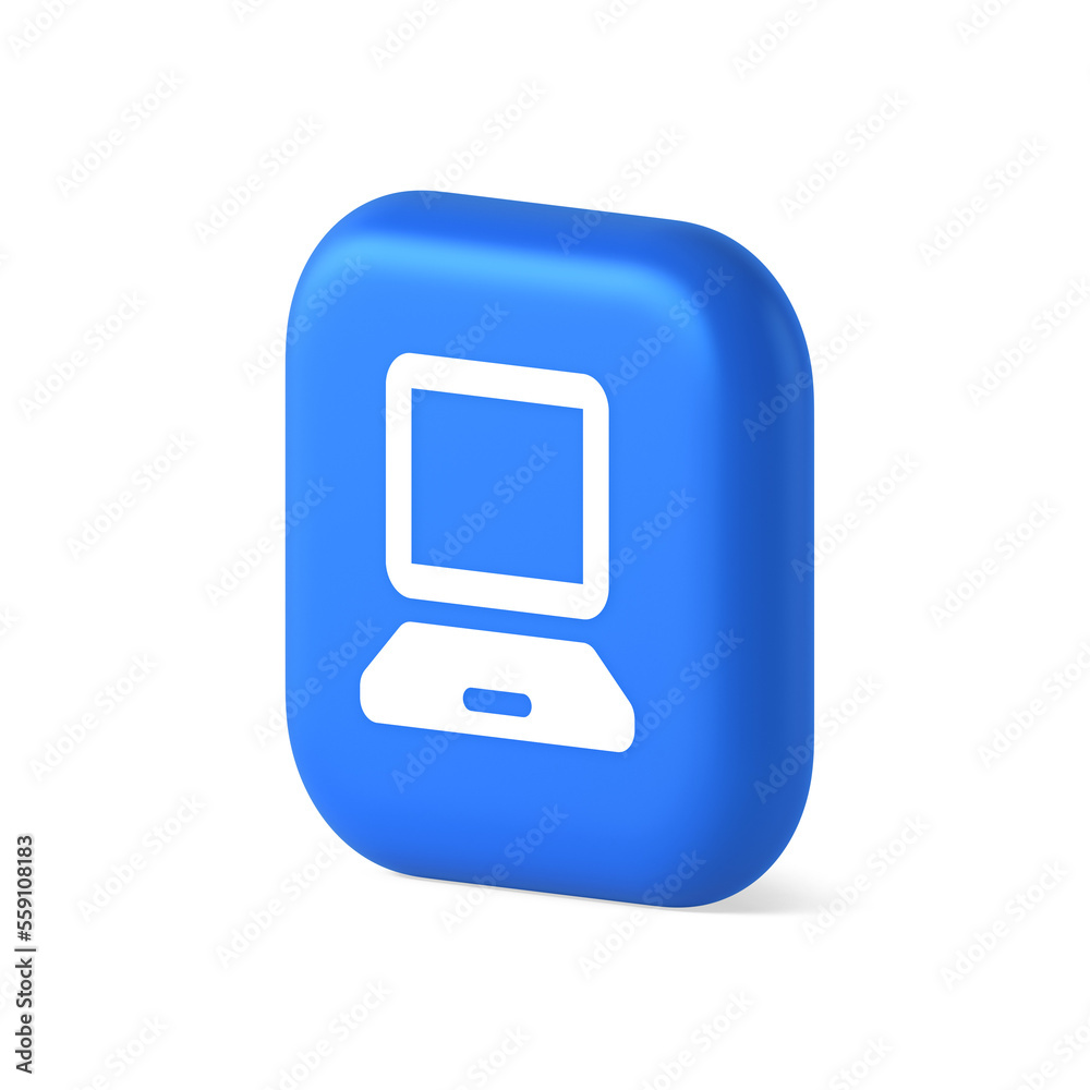 Poster computer network connection button digital information browsing 3d realistic isometric icon