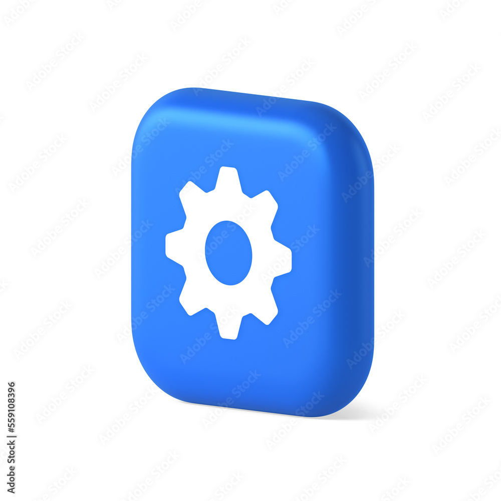 Wall mural cog gear button web technology setting repair business interface 3d realistic isometric icon