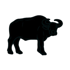 silhouette of buffalo with transparent background