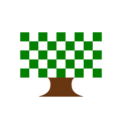 Square pixel tree illustration icon. Square pixel tree and computer monitor icon.