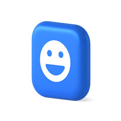Fototapeta premium Smiley emoticon comic face emoji button laughing social network reaction happy 3d isometric icon
