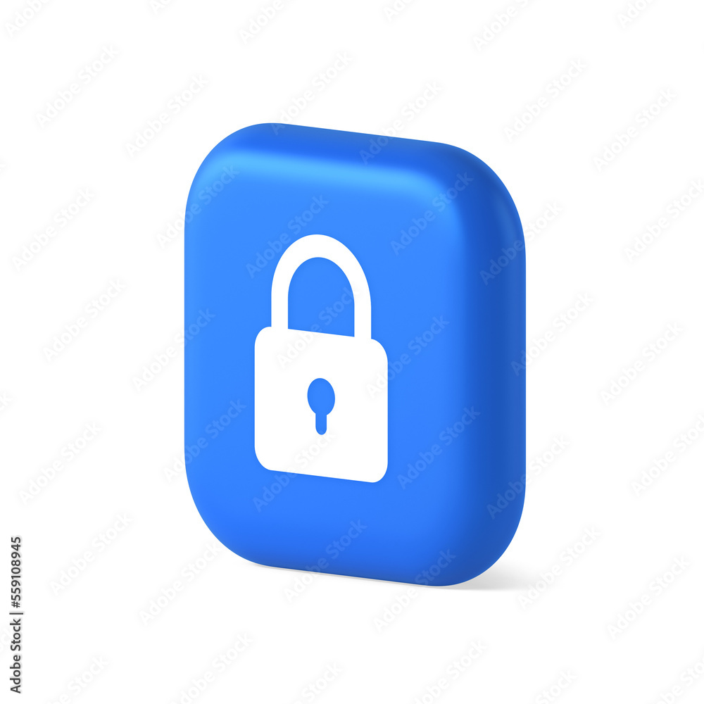 Poster padlock locking web access button password security protection safe encryption 3d isometric icon