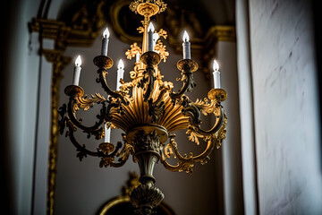 Catholic church Church chandelier in the sanctuary. Generative AI