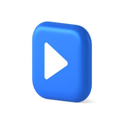 Play button triangle right arrow multimedia content player web app design 3d realistic isometric icon